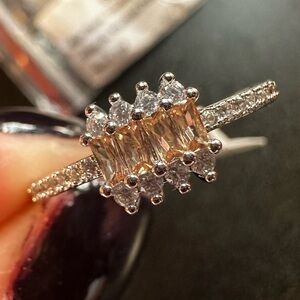 Smokey topaz cubic zirconia bomb party ring size 9